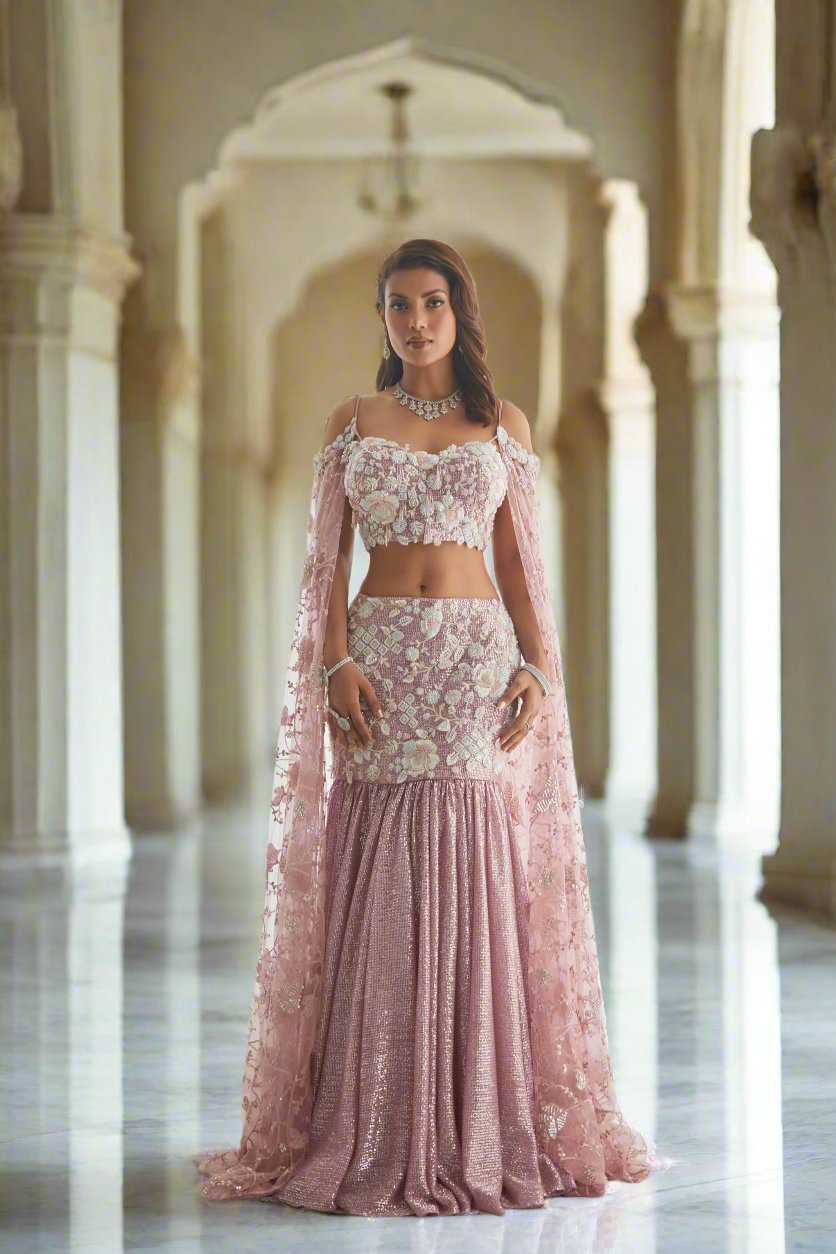 Pearl Metallic Mermaid Lehenga