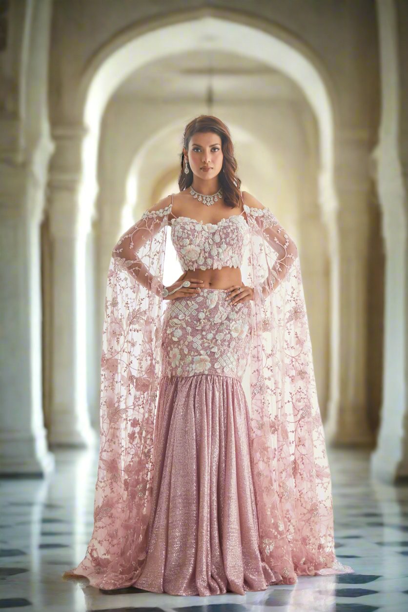 Pearl Metallic Mermaid Lehenga