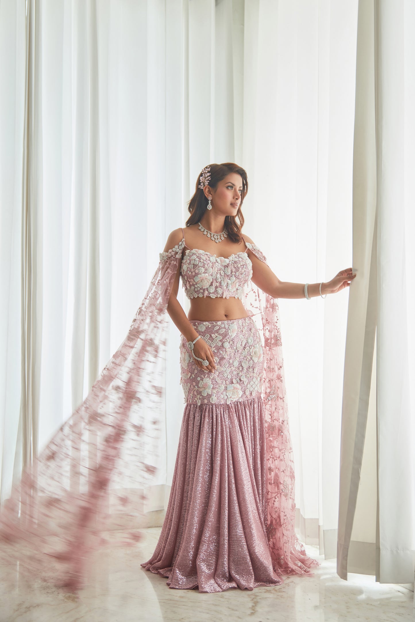 Pearl Metallic Mermaid Lehenga