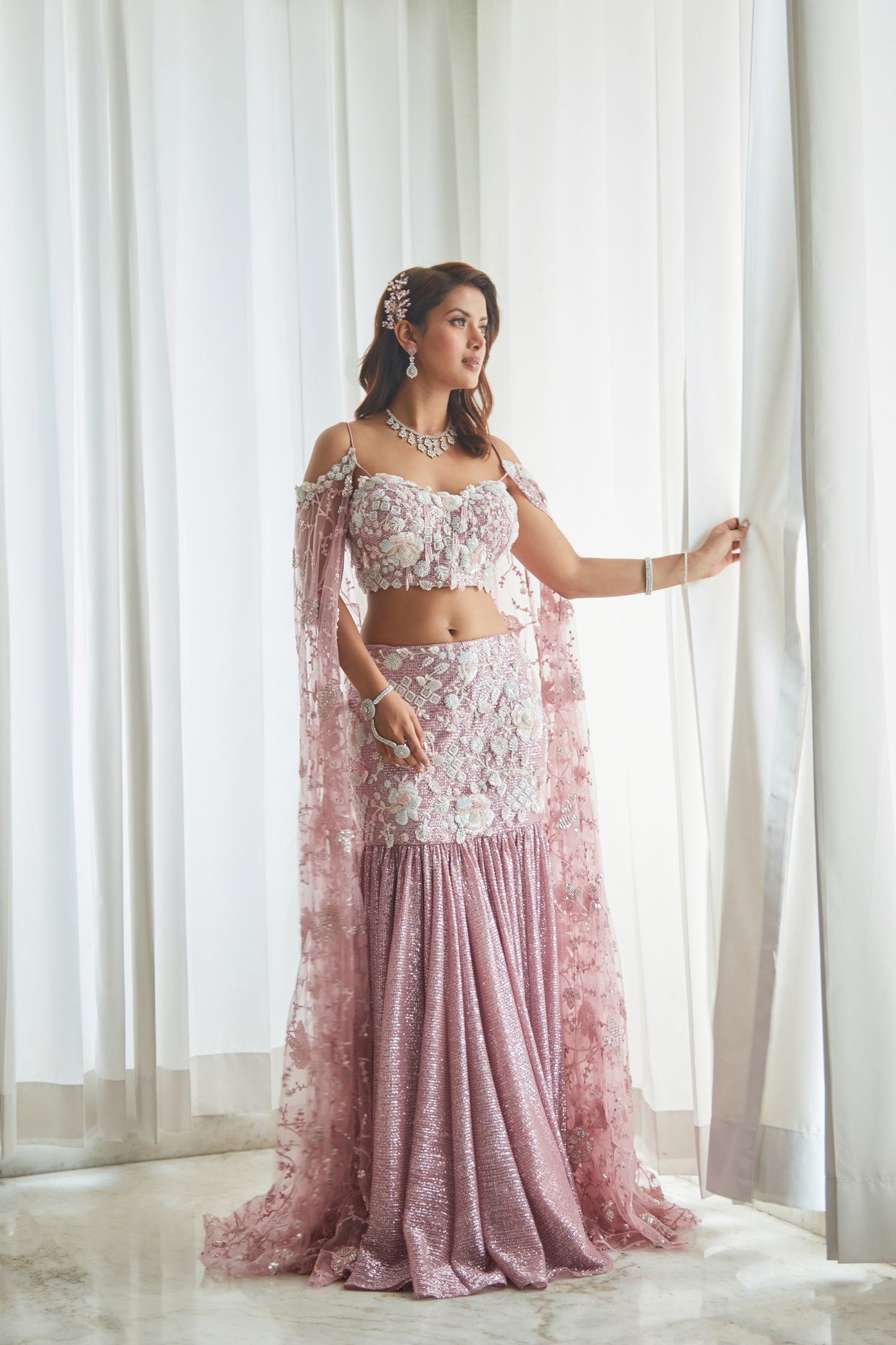 Pearl Metallic Mermaid Lehenga