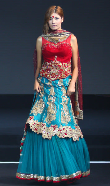 Girls Gorgeous Hand Embroidered Blouse And Layered Lehenga With Dupatt –  funlittleones.com