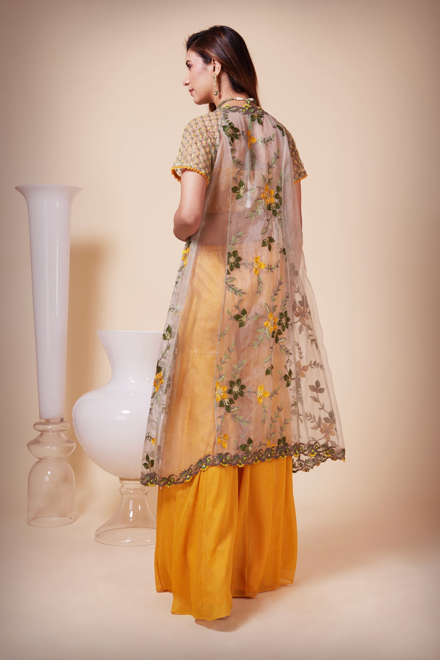 Sharara Set teamed with a Floral Organza Jacket